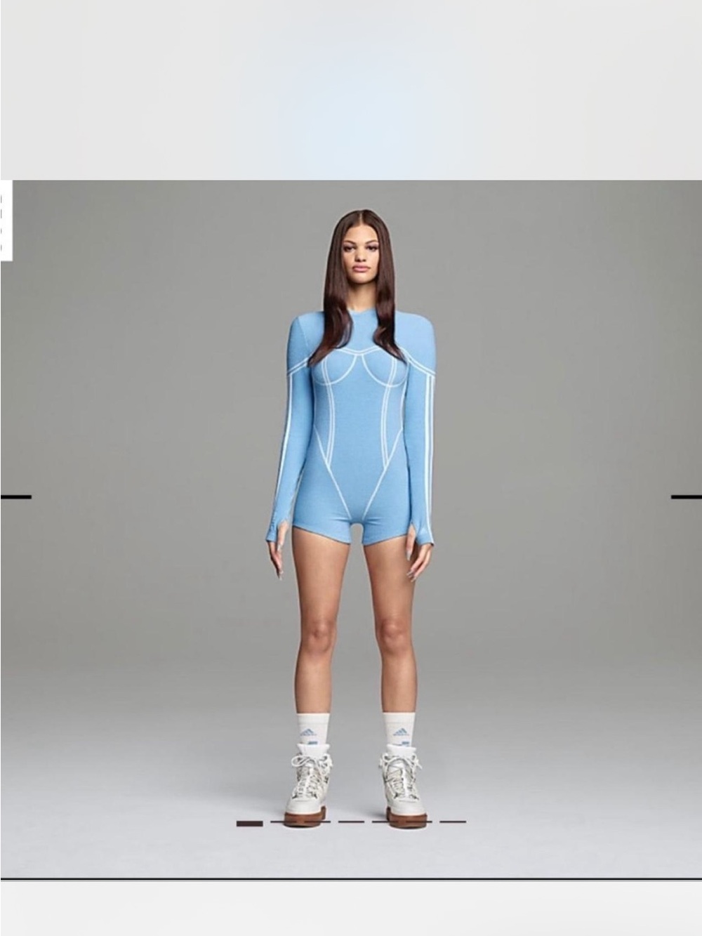 Adidas x Ivy Park Blue Long-Sleeve Seam Detail Romper Sz Large